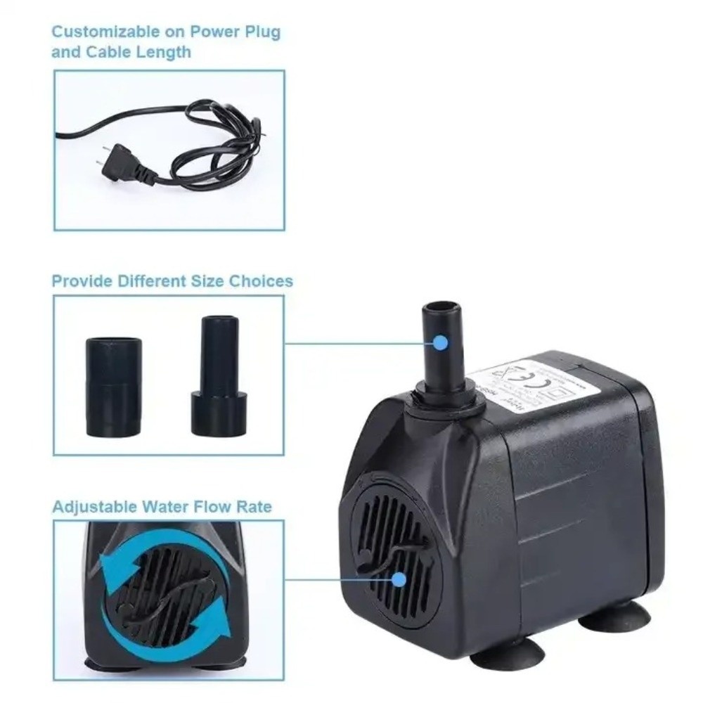 Marine Aquarium Water - Pompe à eau submersible noire ultra-silencieuse