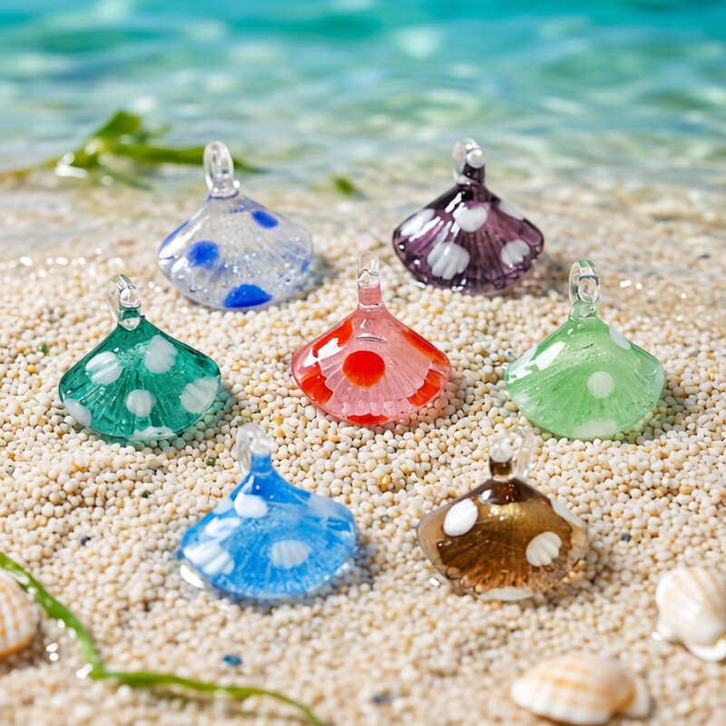 Aquarium And Marine - Pendentif en verre miniature coquillage coloré,